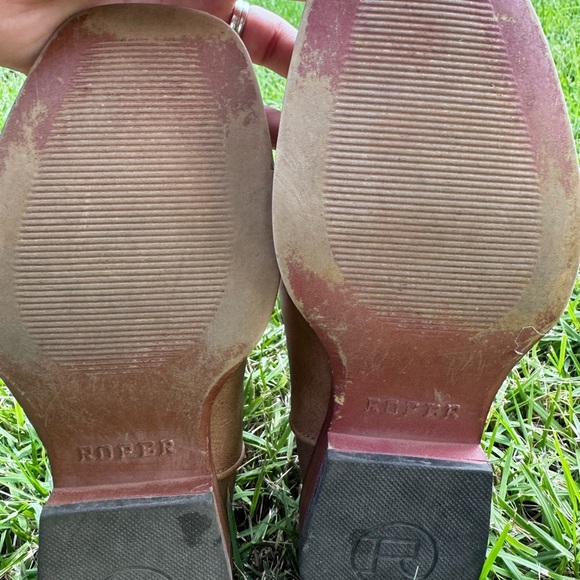 Roper Girls size 1 Brown Boots with Blue Glitter Detail - Picture 6 of 6